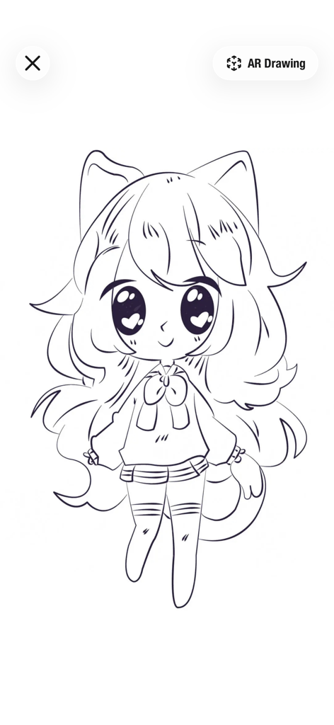 How to Draw Anime Easy - Eine niedliche Anime-Chibi-Mädchen-Strichzeichnung als Referenz in der AR-Zeichen-App