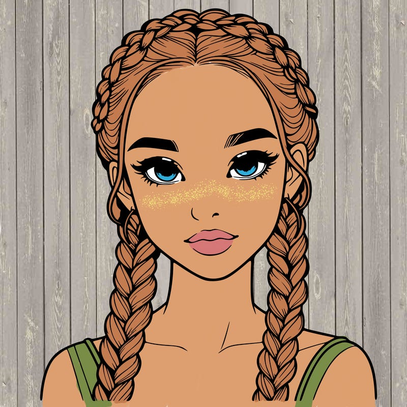 realistic girl with braids
