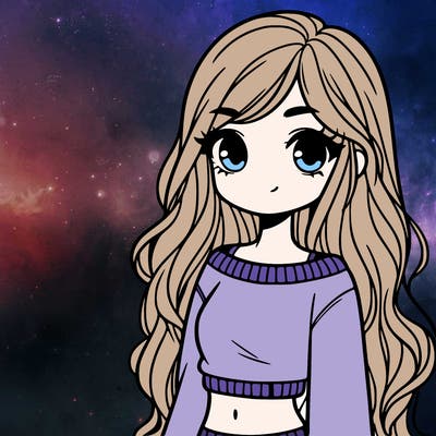 girl with long hair and a crop top with a sweater