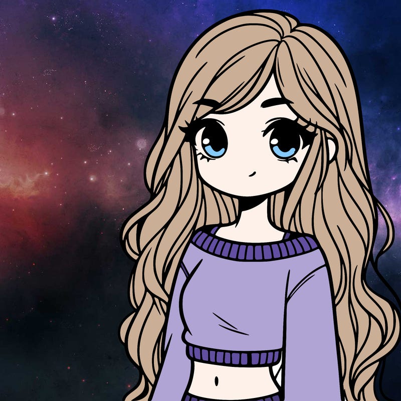 girl with long hair and a crop top with a sweater