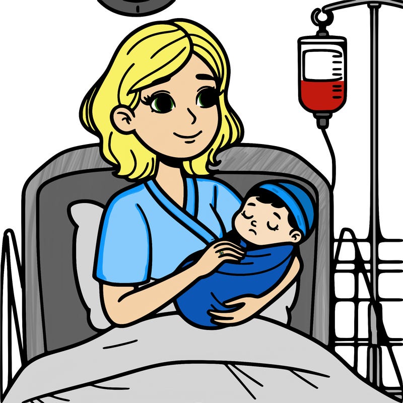 woman holding baby in hospital bed