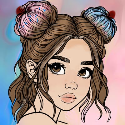 realistic girl with hair buns on her head