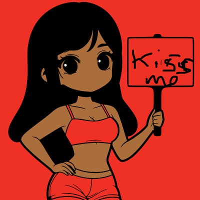 girl in a cute crop top holding a blank sign