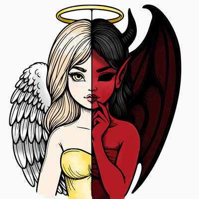 realistic angel half demon