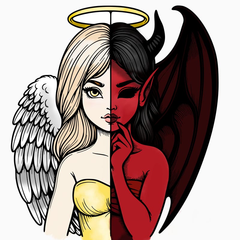 realistic angel half demon