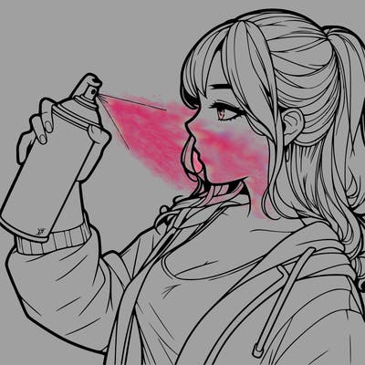 a realistic girl spray, painting