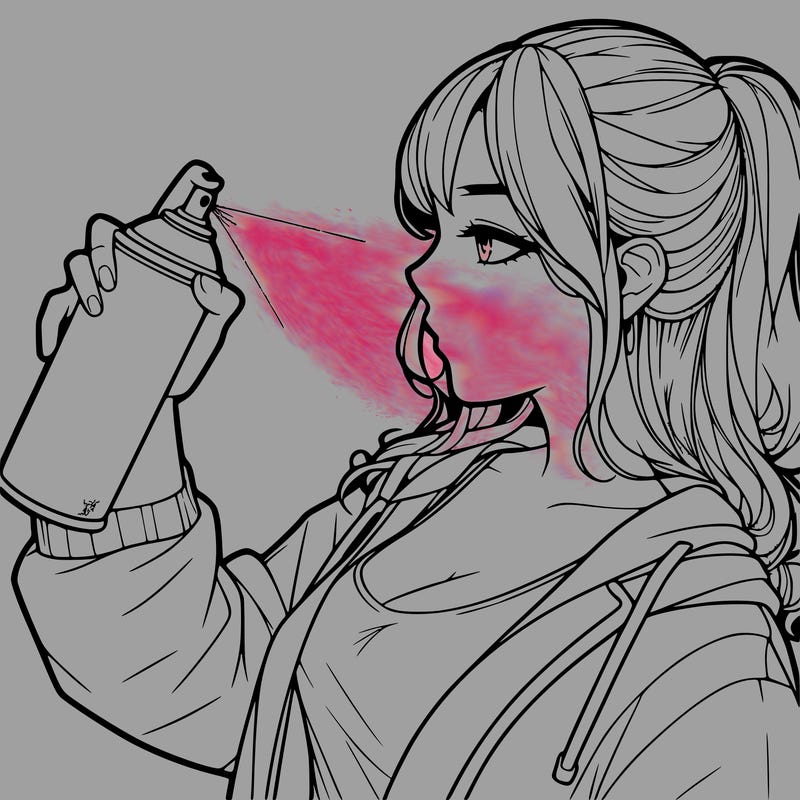 a realistic girl spray, painting