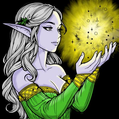 realistic elf girl doing magic