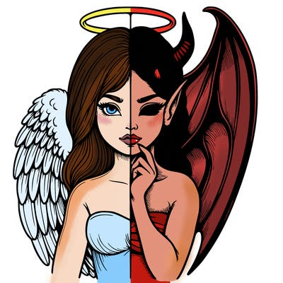 realistic angel half demon