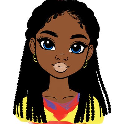 a realistic black girl with braids