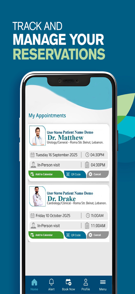 Una interfaz de aplicación móvil para seguir y gestionar citas médicas en CMC Beirut