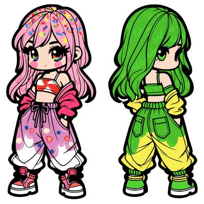 girl in crop top and baggy pants