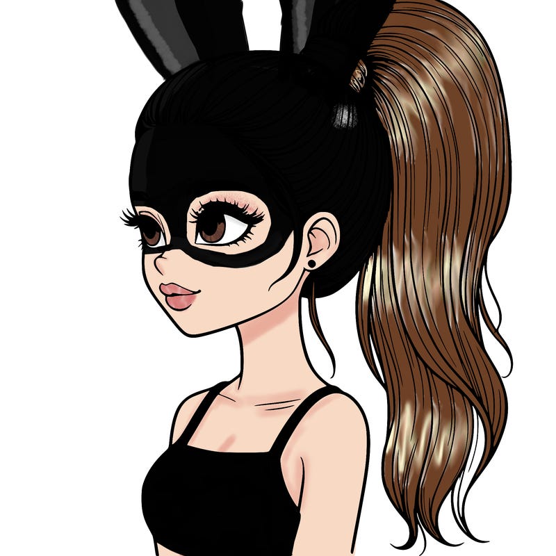 realistic girl with a high ponytail