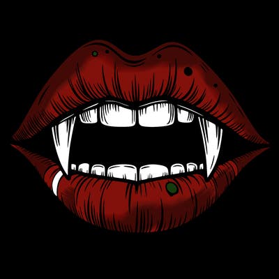 lips with vampire teeth
