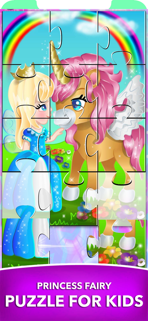 Princess Fairy Puzzle for Kids - Princess and unicorn jigsaw puzzle gameplay for kids