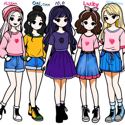 a group of five girls