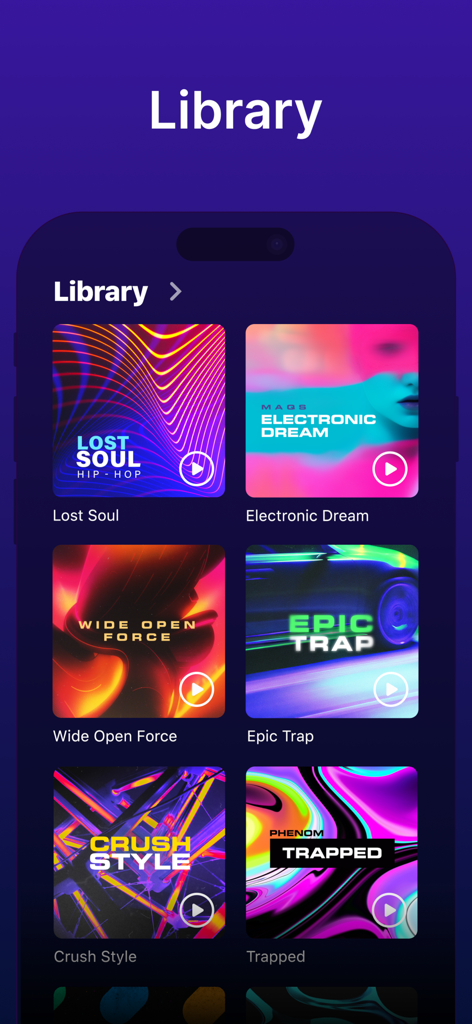 Go Beat • Music & Sound Maker - Biblioteca de paquetes de sonido en la aplicación Go Beat con géneros Hip Hop y Trap