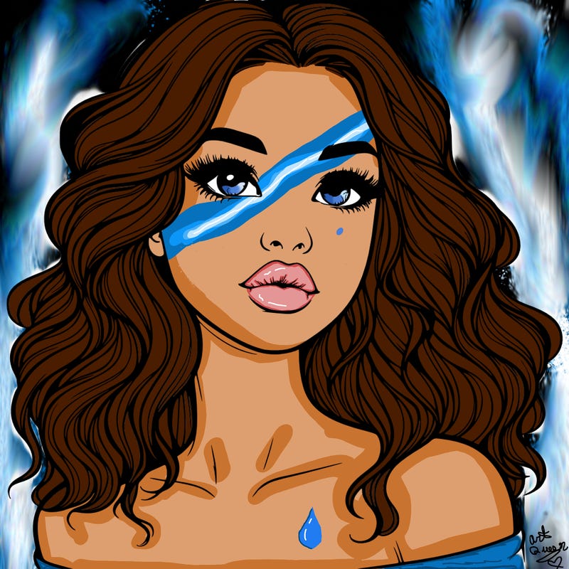 realistic girl with wavy hair and lips