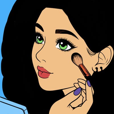 a realistic girl doing her makeup