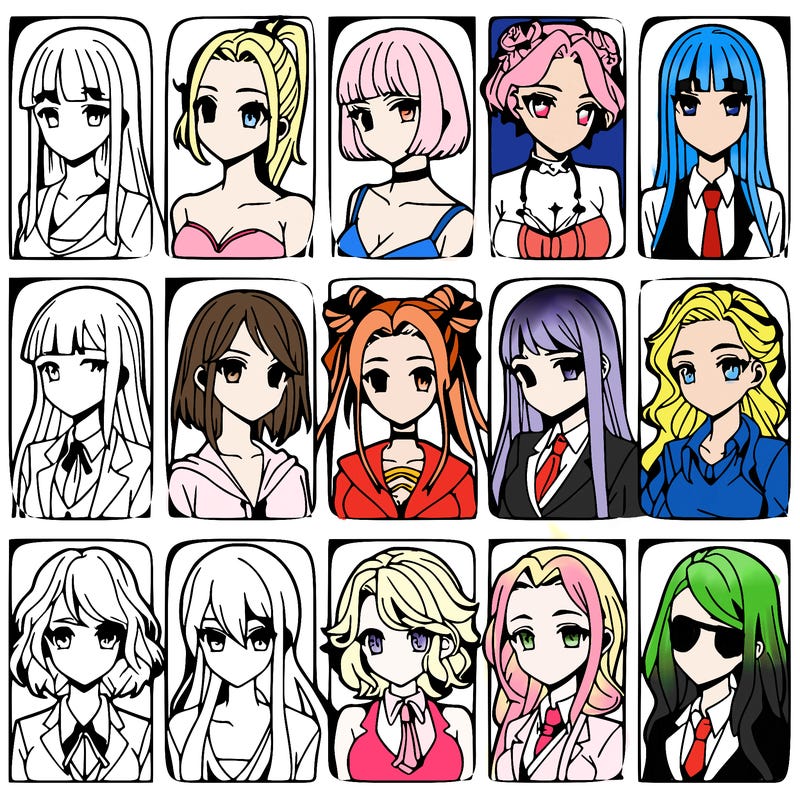 girls that look diffrent anime