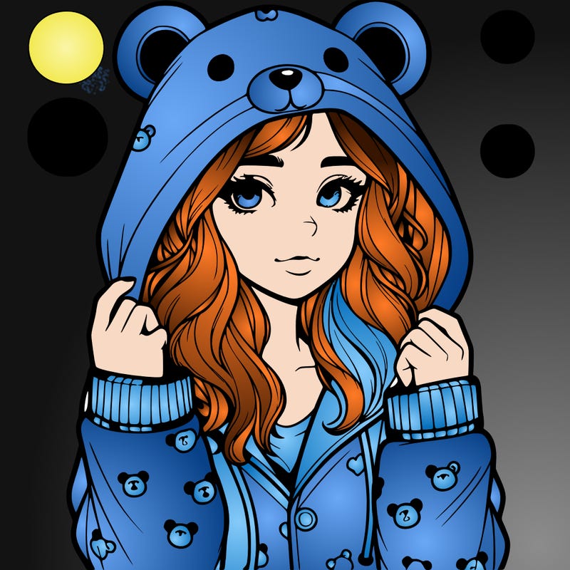 realistic girl in a animal pjs hoodie