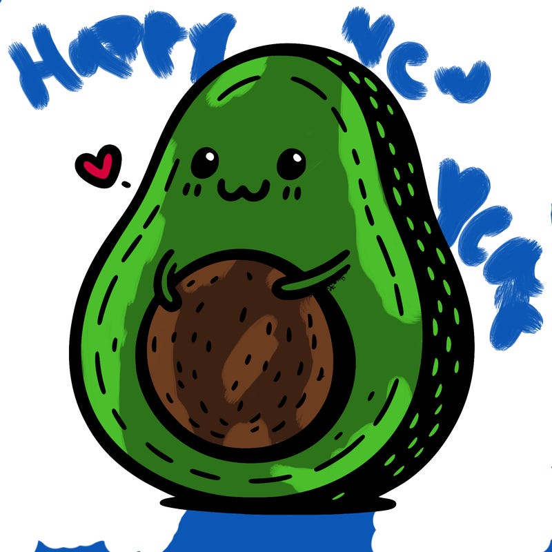 an avocado hugging an avocado