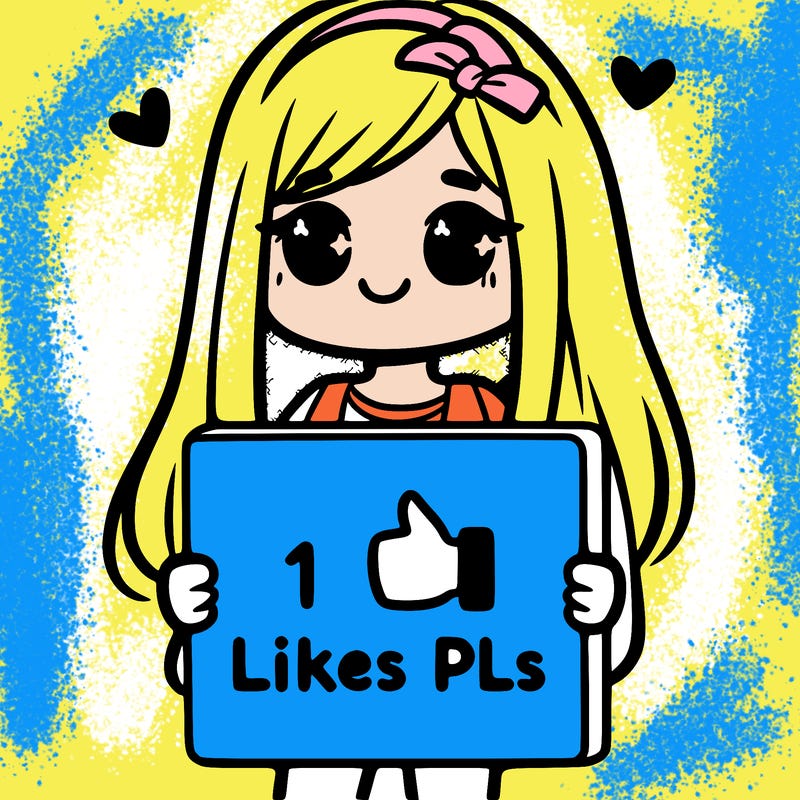 girl holding a sign saying 10 likes pls