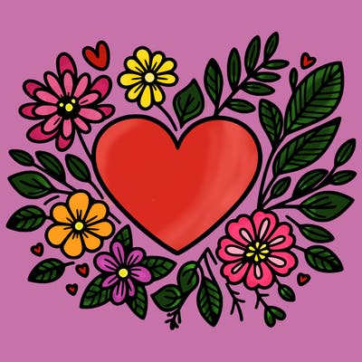 heart with flowers
