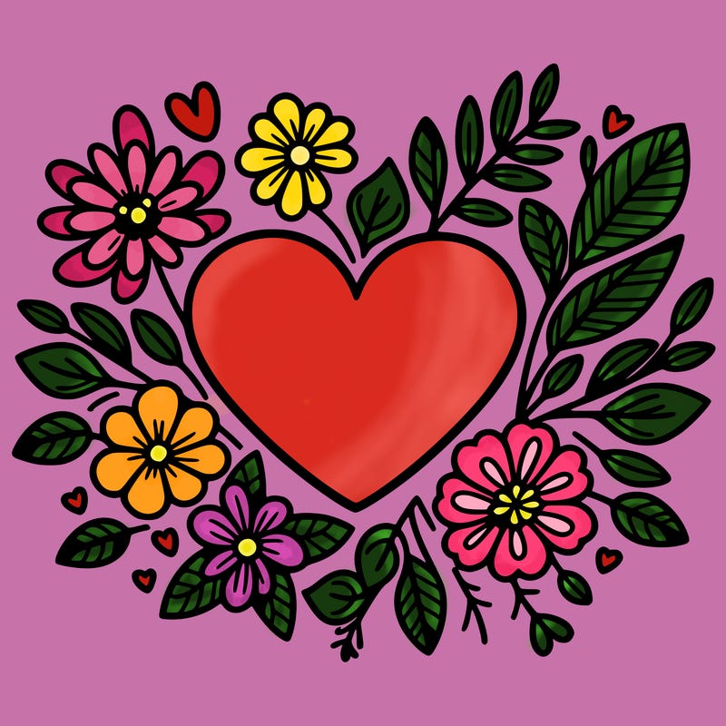 heart with flowers
