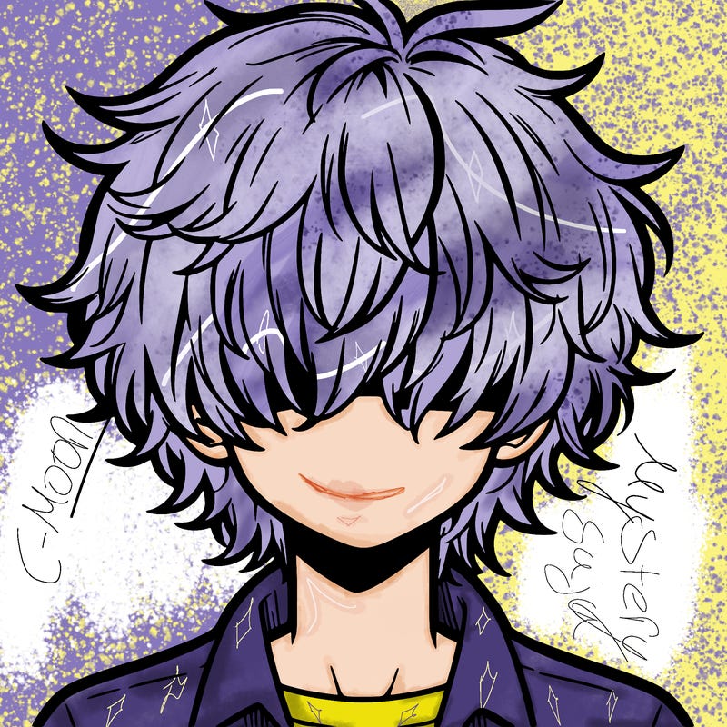 manga boy fluffy hair covering his eyes