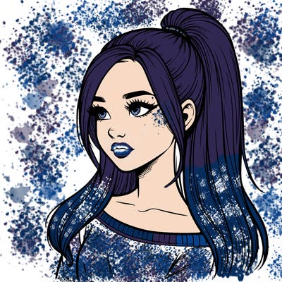 realistic girl with a high ponytail