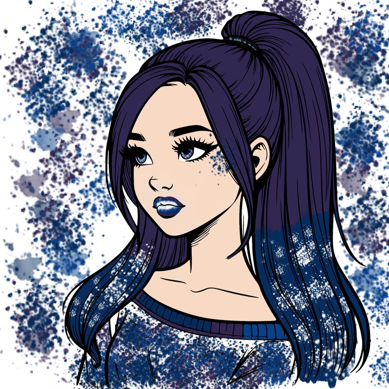 realistic girl with a high ponytail