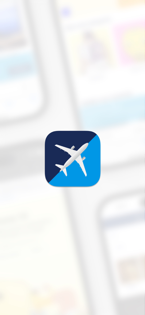 Icono de la aplicación Recordatorio para Flying Blue con un avión blanco sobre un fondo azul doble