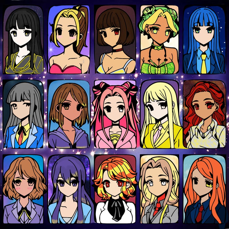 girls that look diffrent anime