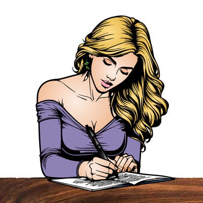 realistic female writing poetry