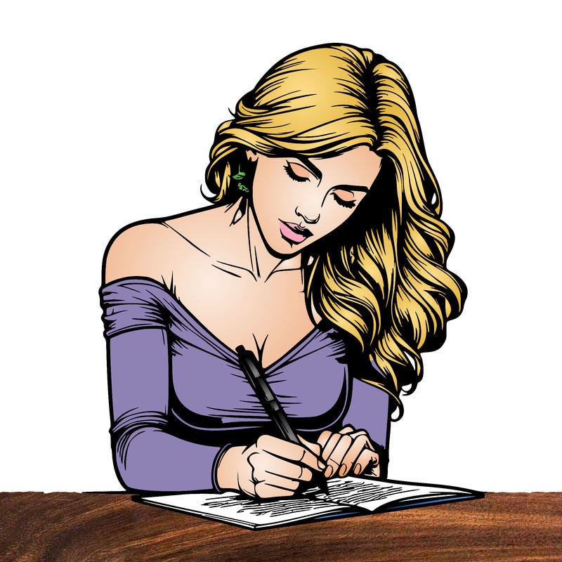 realistic female writing poetry