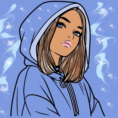 a realistic girl in a hoodie