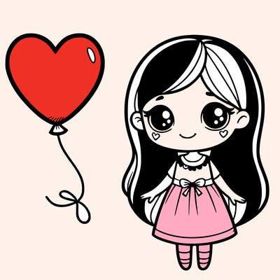 girl with heart baloon