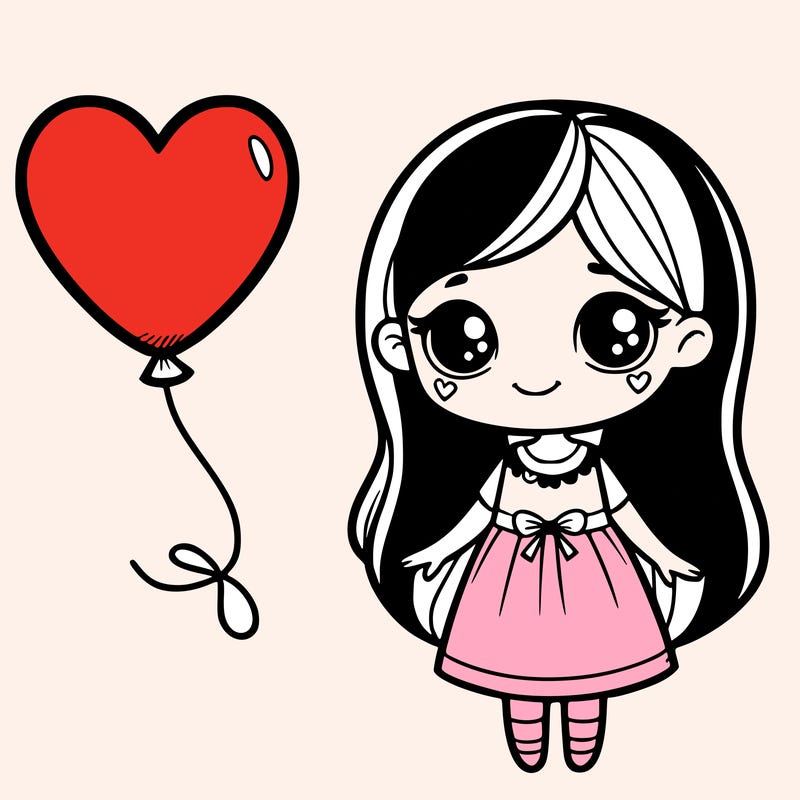 girl with heart baloon