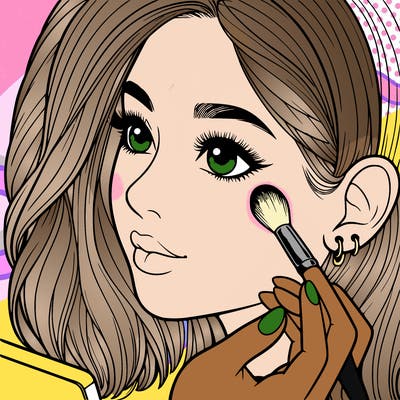 a realistic girl doing her makeup