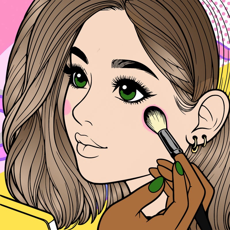 a realistic girl doing her makeup