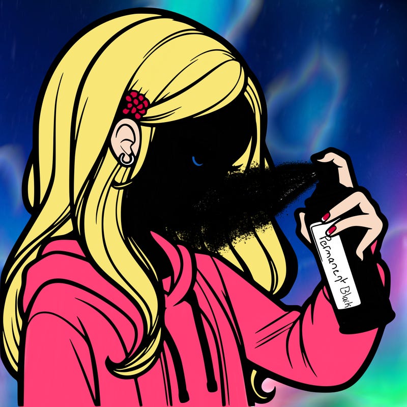 a realistic girl spray painting