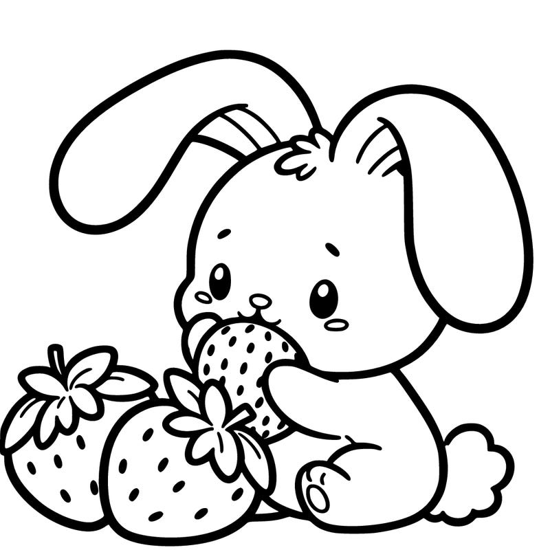 a bunny eating strawberries