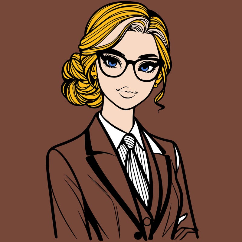 elegant woman in suit and glasses