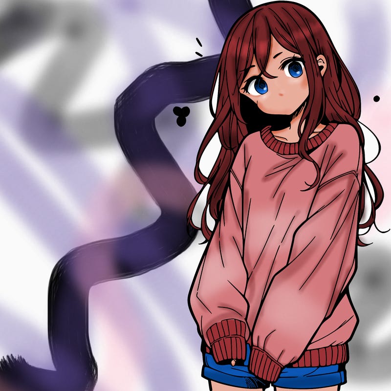 manga teen girl  in a sweater and baggy pants