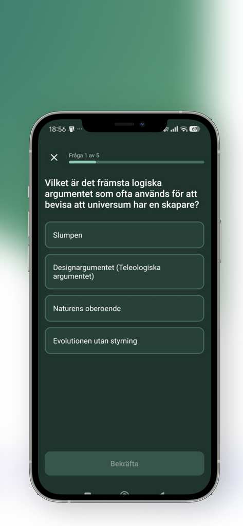 Islam.nu - Kurser - Quiz screen in Swedish from the Islam.nu Kurser app