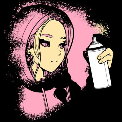 a realistic girl, spray painting
