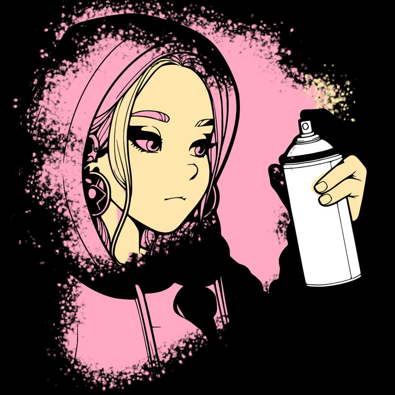 a realistic girl, spray painting