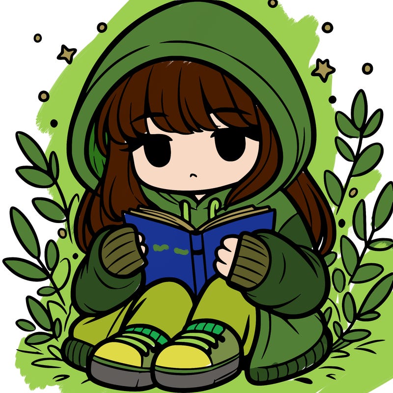 girl in oversized hoodie reading a book