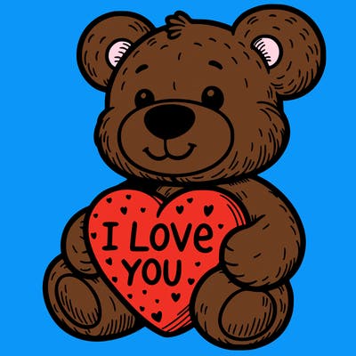 teddy bear holding an i love you heart